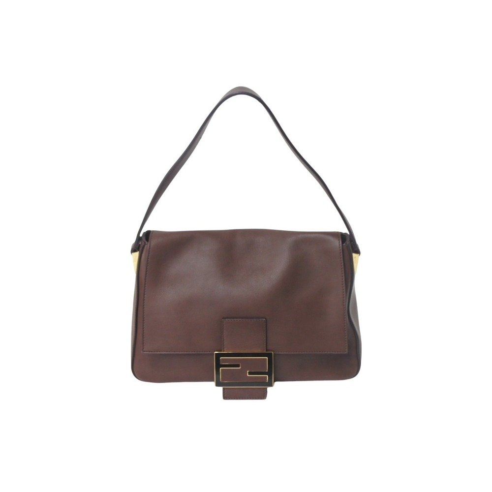 Fendi Brown Mamma Shoulder Leather Gold Bucket Bag Big